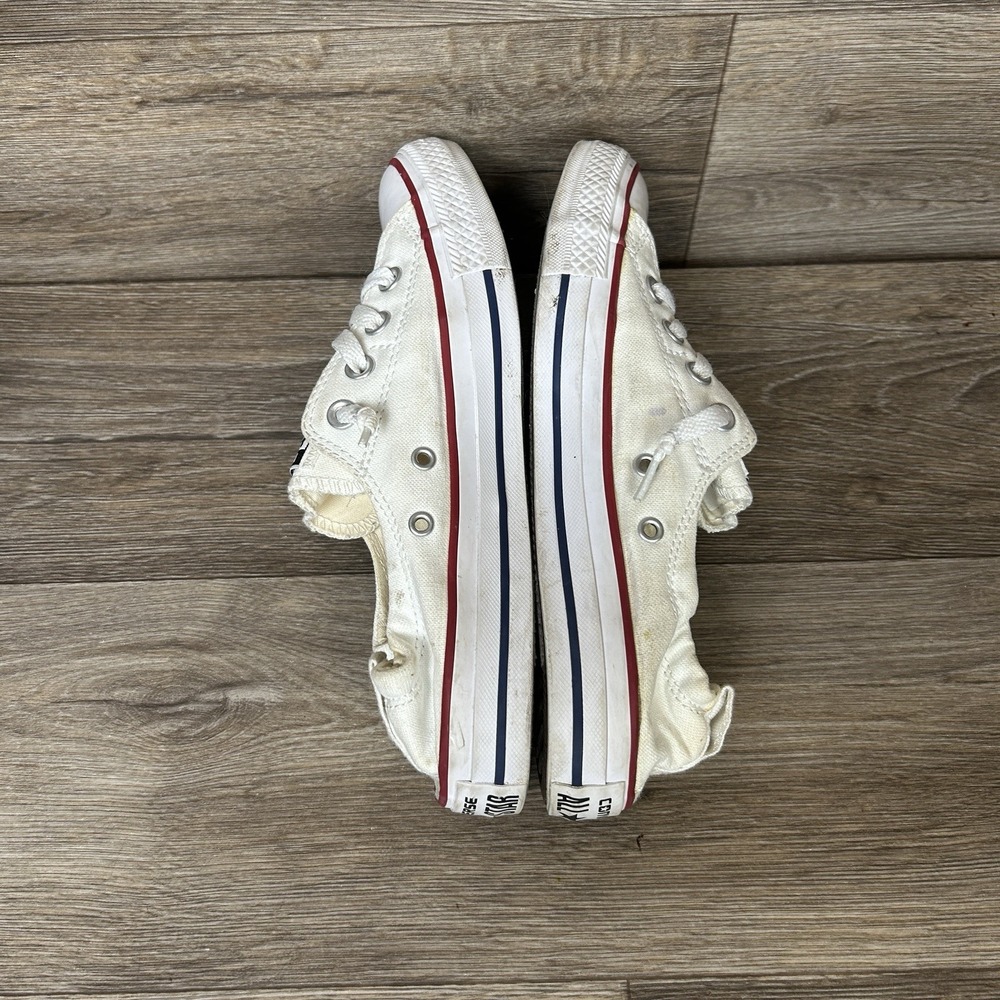 Converse White Canvas Slip-On Mule Sneakers with Red & Navy Trim - Picture 6 of 9